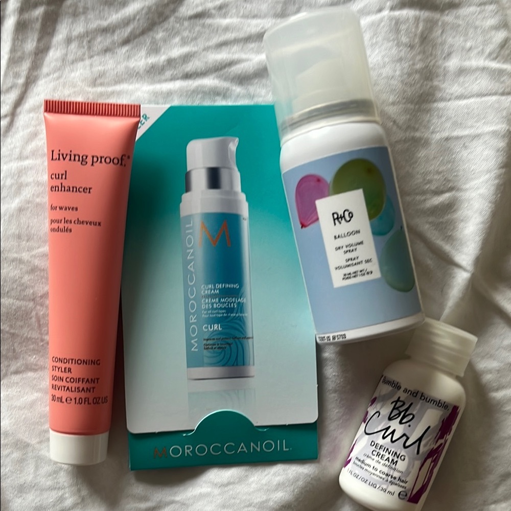 Curly hair must have minis Living Proof, R+Co, Moroccanoil, bumble and bumble